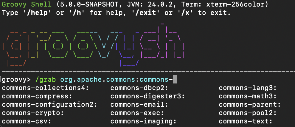New Groovysh Repl completion