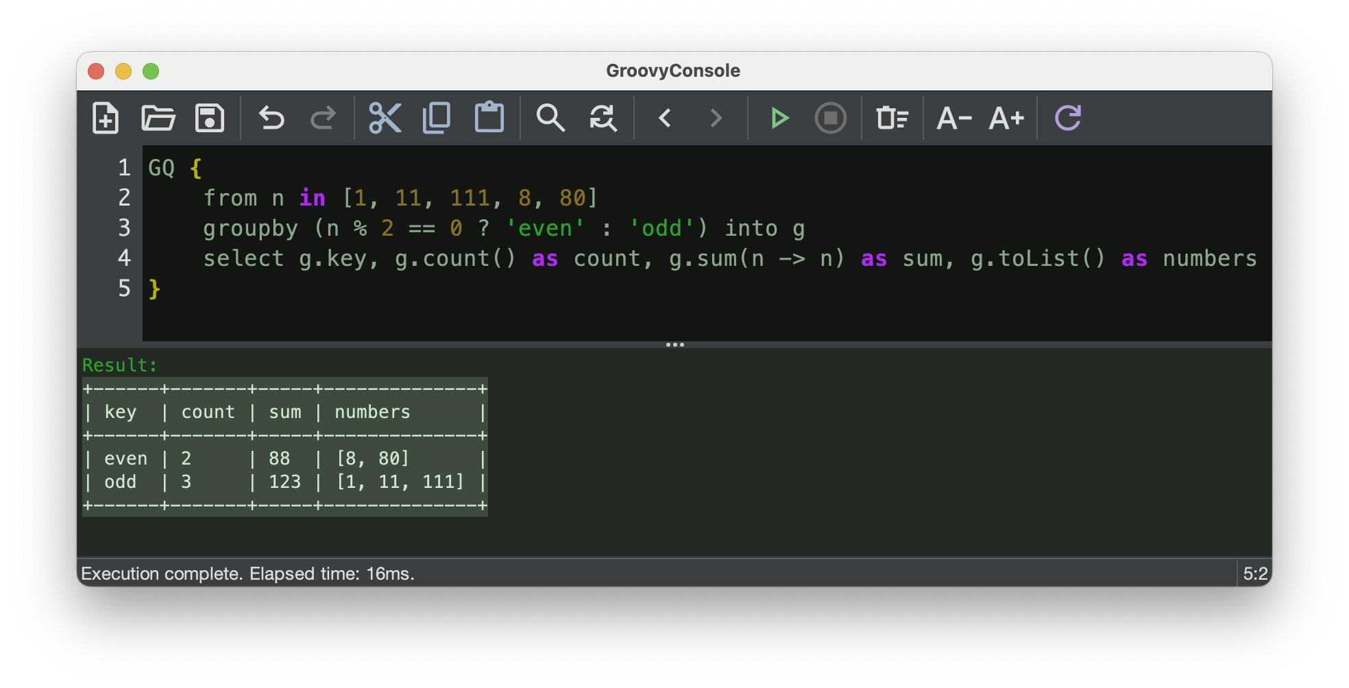 GroovyConsole dark theme